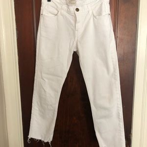 Current/Elliott white cropped jeans
